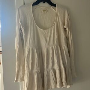 Anthropologie Beige Long Sleeve Tiered Top